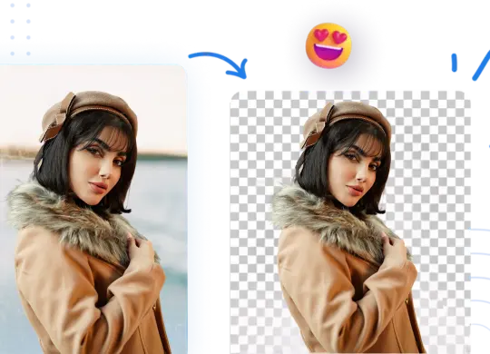 AI background removal demonstration showing before and after results